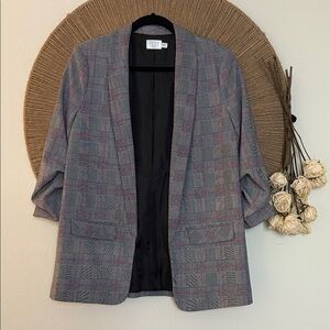 Time and Tru Gray Plaid Blazer